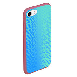 Чехол iPhone 7/8 матовый Голубые градиентные линии, цвет: 3D-малиновый — фото 2