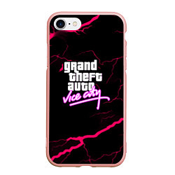 Чехол iPhone 7/8 матовый GTA storm vice city, цвет: 3D-светло-розовый