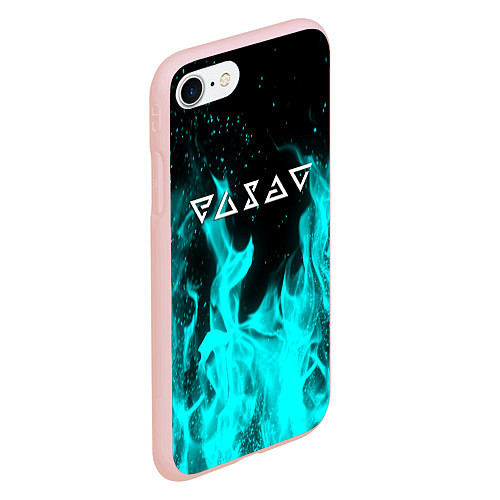 Чехол iPhone 7/8 матовый Ведьмак лого в огне / 3D-Светло-розовый – фото 2