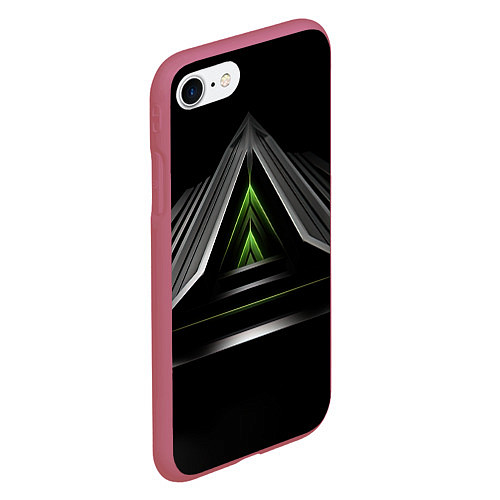 Чехол iPhone 7/8 матовый Black green abstract nvidia style / 3D-Малиновый – фото 2