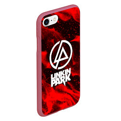 Чехол iPhone 7/8 матовый Linkin park красный огонь, цвет: 3D-малиновый — фото 2