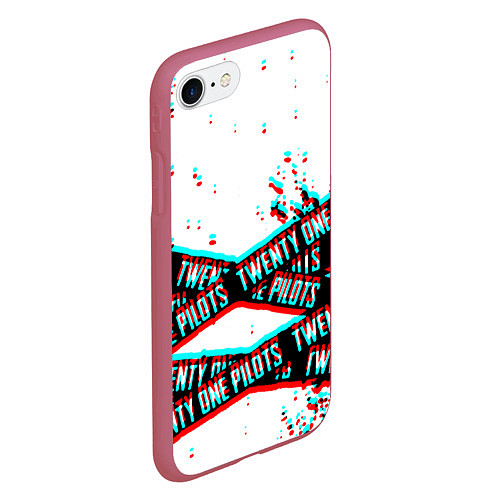 Чехол iPhone 7/8 матовый Twenty one pilots glitch music / 3D-Малиновый – фото 2