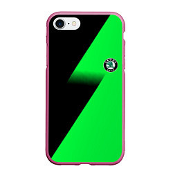 Чехол iPhone 7/8 матовый Skoda green line geometry, цвет: 3D-малиновый