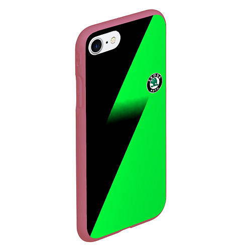 Чехол iPhone 7/8 матовый Skoda green line geometry / 3D-Малиновый – фото 2