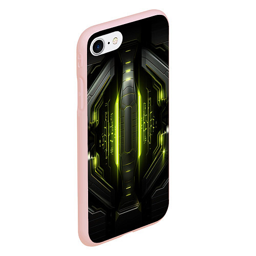 Чехол iPhone 7/8 матовый Яркая зеленая неоновая киберброня / 3D-Светло-розовый – фото 2