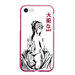 Чехол iPhone 7/8 матовый Девушка вполоборота в стиле манга с японскими иеро