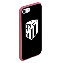 Чехол iPhone 7/8 матовый Атлетико Мадрид белое лого фк, цвет: 3D-малиновый — фото 2