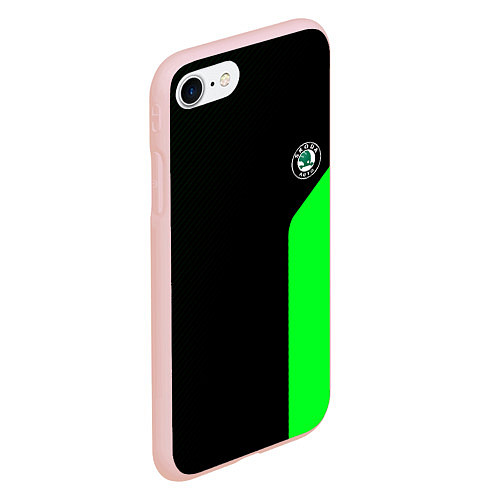 Чехол iPhone 7/8 матовый Skoda pattern sport green / 3D-Светло-розовый – фото 2