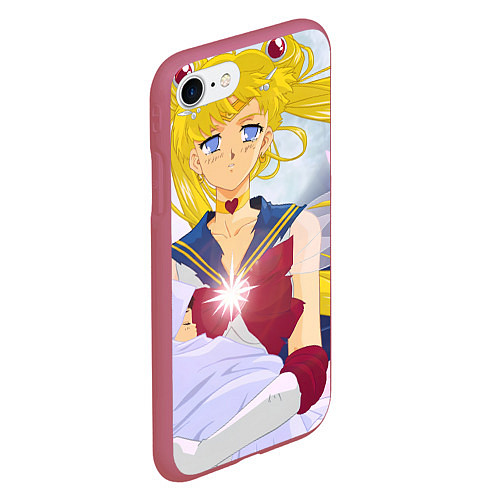 Чехол iPhone 7/8 матовый Sailor Moon Усаги Цукино и младенец / 3D-Малиновый – фото 2