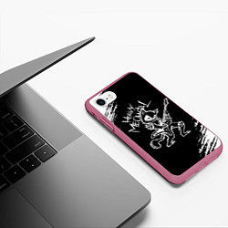 Чехол iPhone 7/8 матовый Кот хэви металл, цвет: 3D-малиновый — фото 2