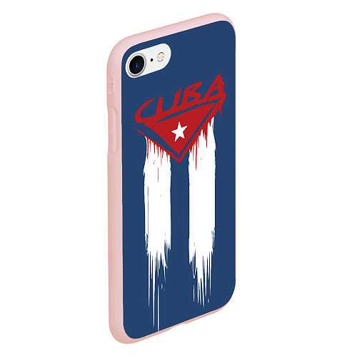 Чехол iPhone 7/8 матовый Кубинский флаг на синем фоне / 3D-Светло-розовый – фото 2