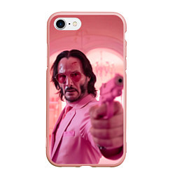 Чехол iPhone 7/8 матовый Джон Уик в розовых очках сердечках, цвет: 3D-светло-розовый