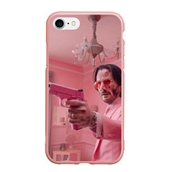 Чехол iPhone 7/8 матовый Джон Уик в розовом костюме, цвет: 3D-светло-розовый