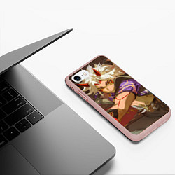 Чехол iPhone 7/8 матовый Genshin Impact Аратаки Итто, цвет: 3D-светло-розовый — фото 2