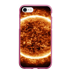 Чехол iPhone 7/8 матовый Пылающее солнце крупным планом, цвет: 3D-малиновый