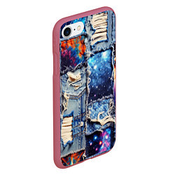 Чехол iPhone 7/8 матовый Звездный небосвод - пэчворк, цвет: 3D-малиновый — фото 2