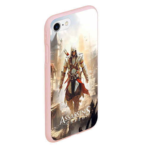 Чехол iPhone 7/8 матовый Assassins creed старый город / 3D-Светло-розовый – фото 2