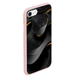 Чехол iPhone 7/8 матовый Черная абстракция с темными золотыми вставками, цвет: 3D-светло-розовый — фото 2