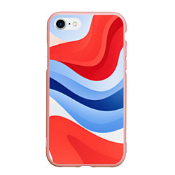 Чехол iPhone 7/8 матовый Волнистые полосы красные белые синие