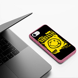 Чехол iPhone 7/8 матовый Nirvana - смайлик, цвет: 3D-малиновый — фото 2