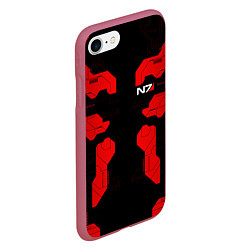 Чехол iPhone 7/8 матовый Mass Effect - Red armor, цвет: 3D-малиновый — фото 2