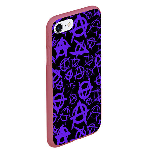 Чехол iPhone 7/8 матовый Узор анархия фиолетовый / 3D-Малиновый – фото 2