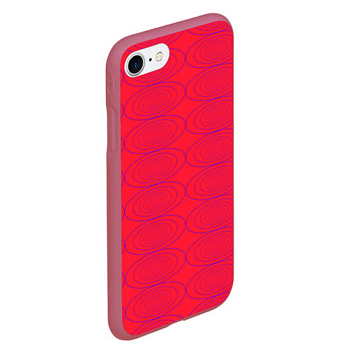 Чехол iPhone 7/8 матовый Паттерн из овалов на алом красном / 3D-Малиновый – фото 2