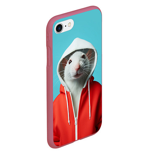 Чехол iPhone 7/8 матовый Крыс в балахоне / 3D-Малиновый – фото 2