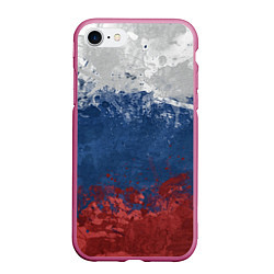 Чехол iPhone 7/8 матовый Флаг России, цвет: 3D-малиновый