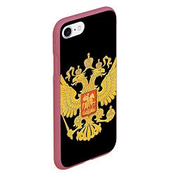 Чехол iPhone 7/8 матовый Герб России: золото, цвет: 3D-малиновый — фото 2