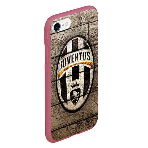 Чехол iPhone 7/8 матовый Juventus / 3D-Малиновый – фото 2