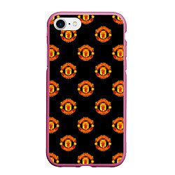 Чехол iPhone 7/8 матовый Manchester United Pattern, цвет: 3D-малиновый