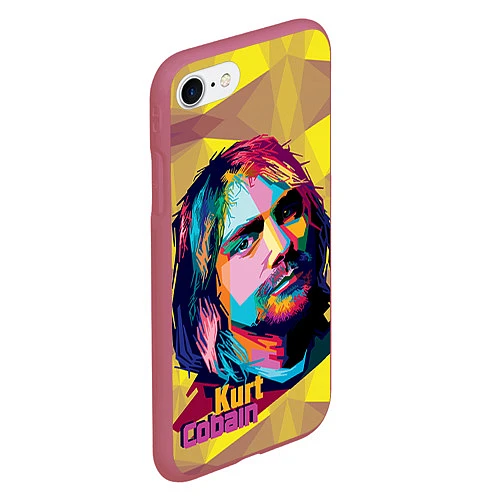 Чехол iPhone 7/8 матовый Kurt Cobain: Abstraction / 3D-Малиновый – фото 2