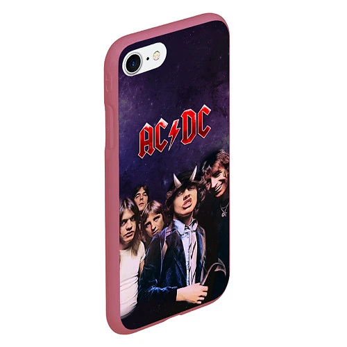 Чехол iPhone 7/8 матовый AC/DC / 3D-Малиновый – фото 2