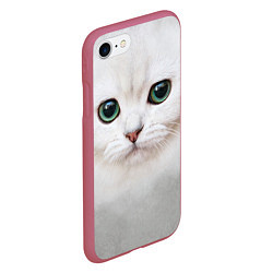 Чехол iPhone 7/8 матовый Белый котик, цвет: 3D-малиновый — фото 2