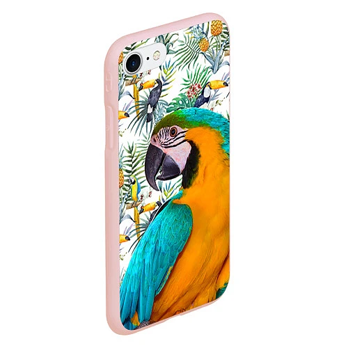 Чехол iPhone 7/8 матовый Летний попугай / 3D-Светло-розовый – фото 2