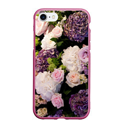 Чехол iPhone 7/8 матовый Весенние цветы, цвет: 3D-малиновый