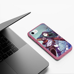 Чехол iPhone 7/8 матовый Атака Титанов, цвет: 3D-малиновый — фото 2