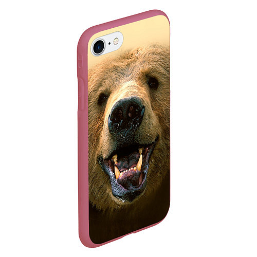 Чехол iPhone 7/8 матовый Взгляд медведя / 3D-Малиновый – фото 2