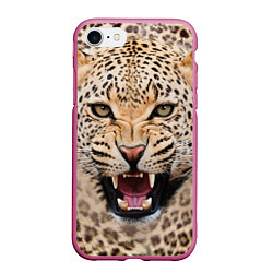 Чехол iPhone 7/8 матовый Взгляд леопарда, цвет: 3D-малиновый