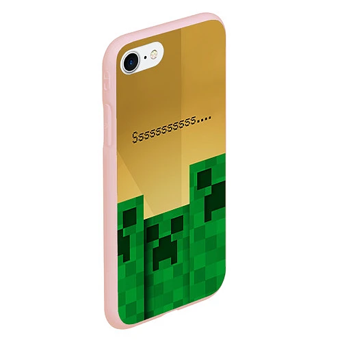 Чехол iPhone 7/8 матовый Minecraft Sssss / 3D-Светло-розовый – фото 2