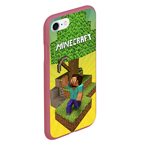 Чехол iPhone 7/8 матовый Minecraft Tree / 3D-Малиновый – фото 2