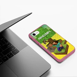 Чехол iPhone 7/8 матовый Minecraft Tree, цвет: 3D-малиновый — фото 2