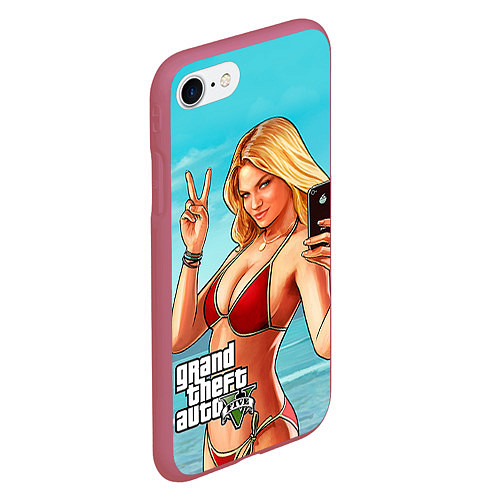 Чехол iPhone 7/8 матовый GTA 5: Selfie Girl / 3D-Малиновый – фото 2