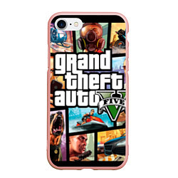 Чехол iPhone 7/8 матовый GTA 5: City Stories, цвет: 3D-светло-розовый