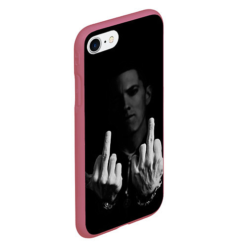 Чехол iPhone 7/8 матовый Eminem Fuck / 3D-Малиновый – фото 2