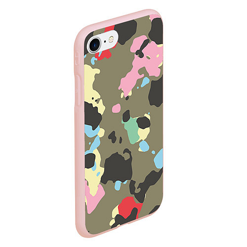 Чехол iPhone 7/8 матовый Камуфляж: микс цветов / 3D-Светло-розовый – фото 2