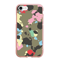 Чехол iPhone 7/8 матовый Камуфляж: микс цветов, цвет: 3D-светло-розовый