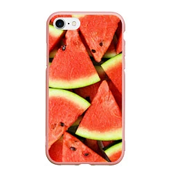 Чехол iPhone 7/8 матовый Дольки арбуза, цвет: 3D-светло-розовый