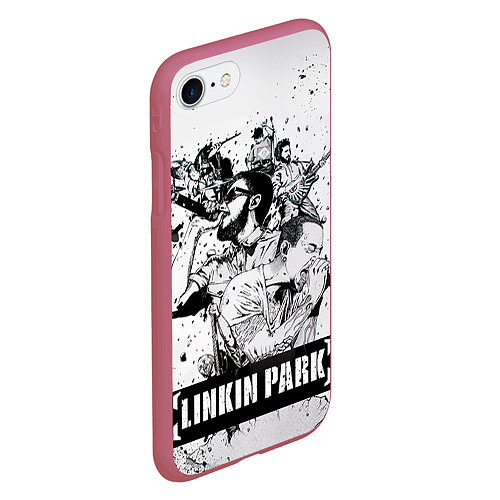 Чехол iPhone 7/8 матовый Linkin Park / 3D-Малиновый – фото 2